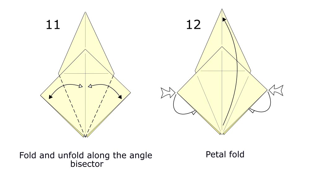 Traditional origami crane diagram (S7)